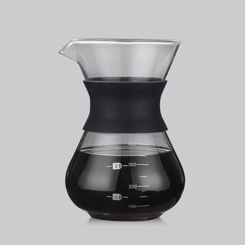 Classic 400ML Borosilicate Glass Pour over Coffee Maker Unique Minimalist Design Brew Coffee Pot Kit