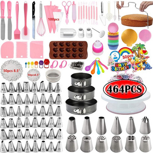 Cake Decorating Supplies Kits Upgrade 464 PCS With Springform Cake Pans Set,Cake Baking Supplies for Beginners