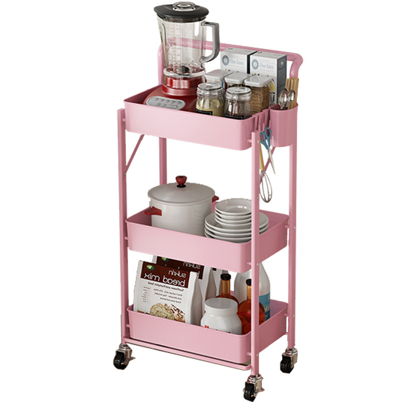 3 Tier Rolling Utility Storage Cart with Handles and Roller Wheels Craft Cart for Kitchen, Coffee Bar,organizer kitchen shelf