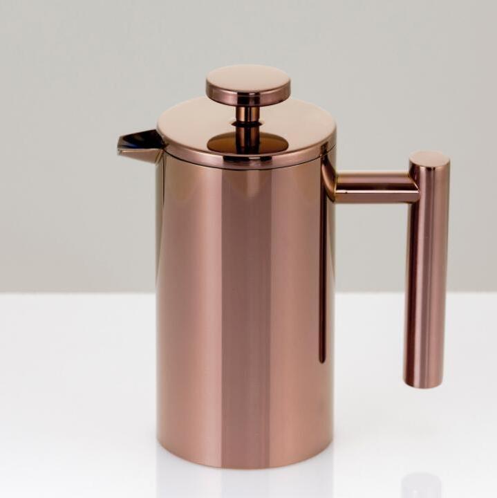 304 Stainless Steel Heat-Rose Gold French Press 34oz 1L Thermal Coffee Server Pot French Coffee Press