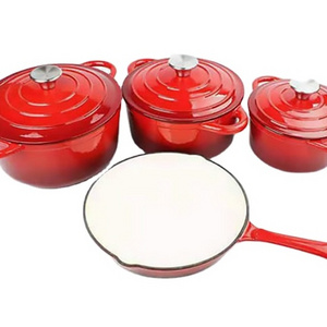 High Quality Hot Sale Cookware Enamel Cast Iron Kitchenware Pot and Pan Set