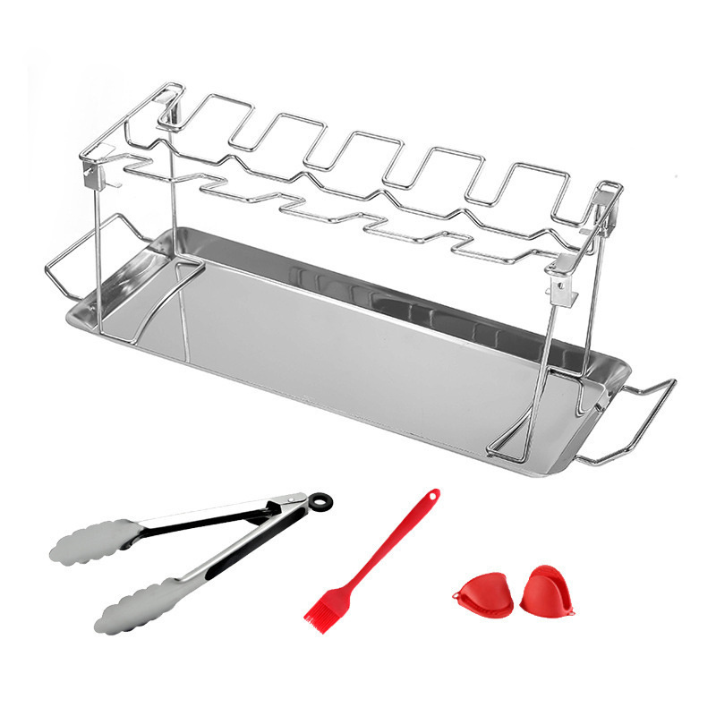 Household Portable Durable Bbq Grill Tool Stainless Steel Folding Chicken Leg Oven Bbq Plate Barbecue Rack