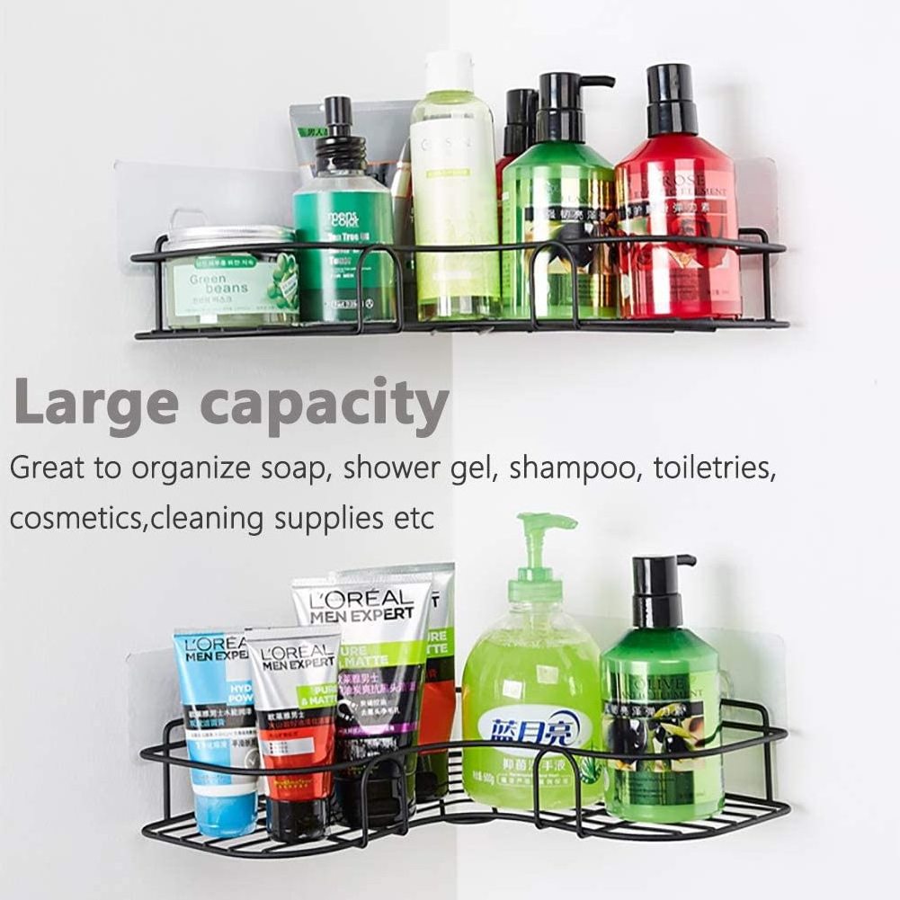 Shower Organizer Storage Bathroom Shelves Shower Caddy With Rustproof Stainless Steel Self Adhesive Hook For Toilet Dorm Kitchen