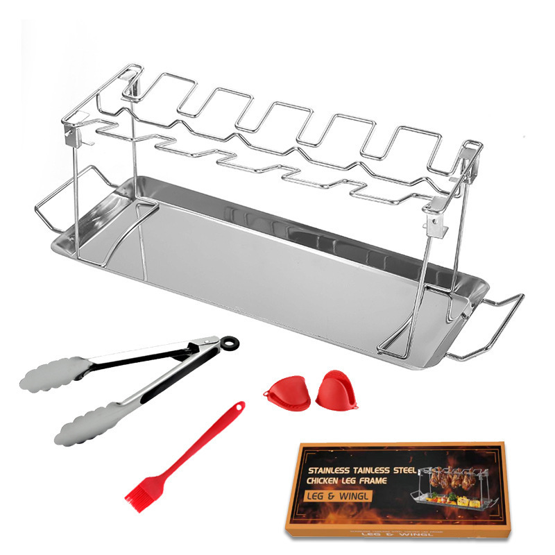 Household Portable Durable Bbq Grill Tool Stainless Steel Folding Chicken Leg Oven Bbq Plate Barbecue Rack