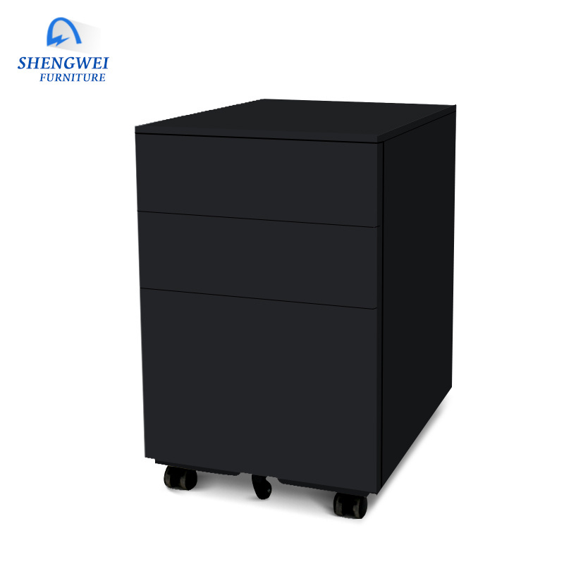 Movable Steel Metal Drawer Colorful Steel Mobile Storage File Cabinet metal  2 3 drawers mobile pedestal With Wheels