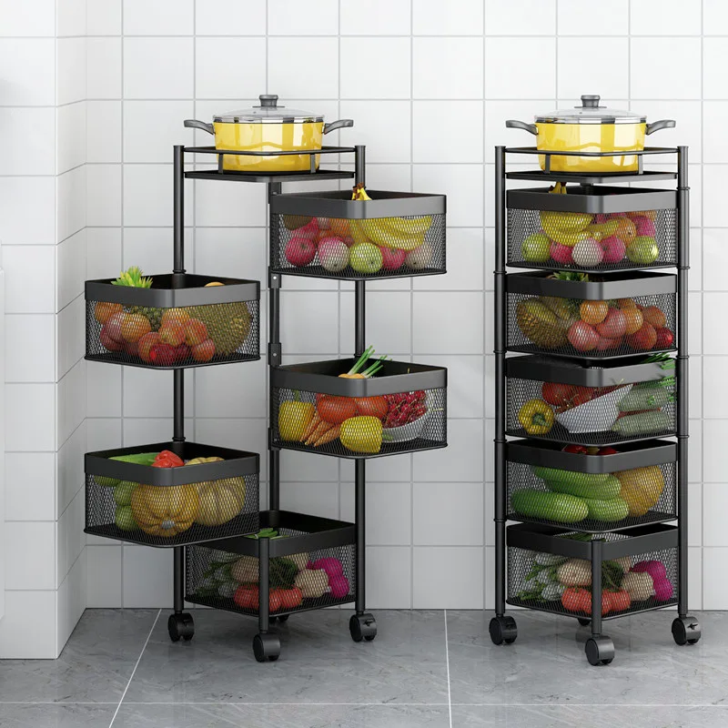 Morgie Multi-Layer Rotatable Fruit Vegetable Shelf 3 Tier 4 Tier 5 Tier Round Kitchen Rotating Storage Rack