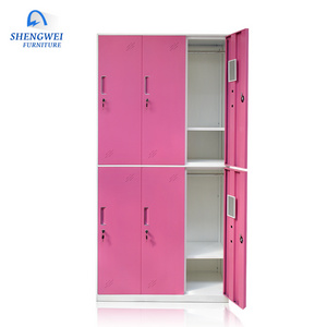 Modern beautiful boys locker bedroom furniture colourful 6 door metal clothes cupboard design