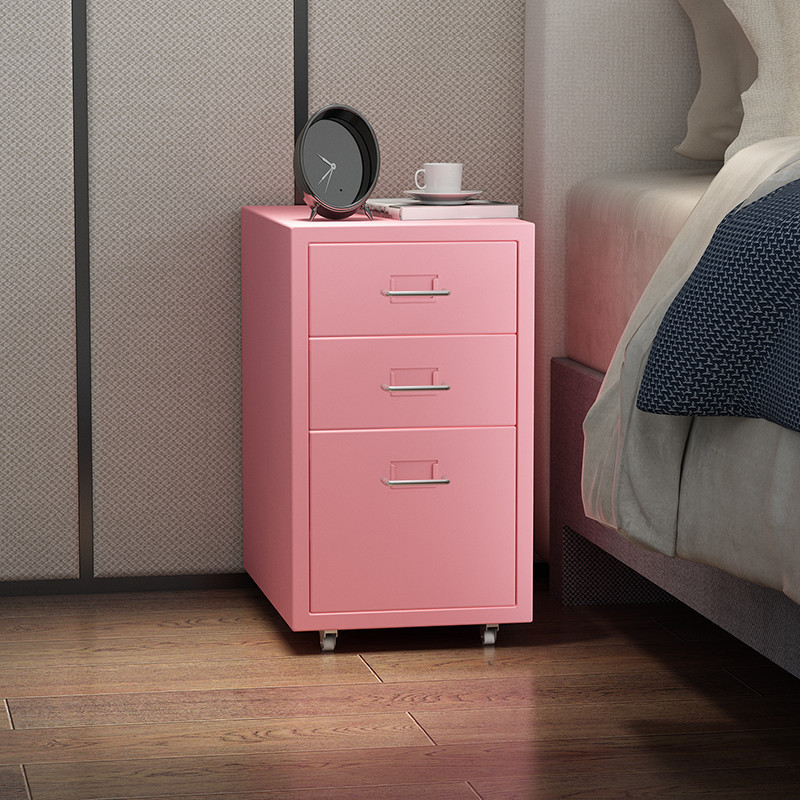 Small Vertical Metal Mobile Multi Drawers Nightstand Movable Storage Cabinet With Drawer