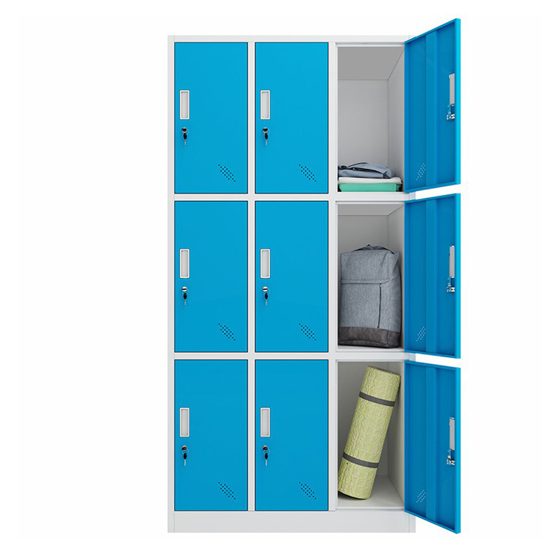 Space saving 9 doors bedroom furniture wardrobe storage metal wardrobe