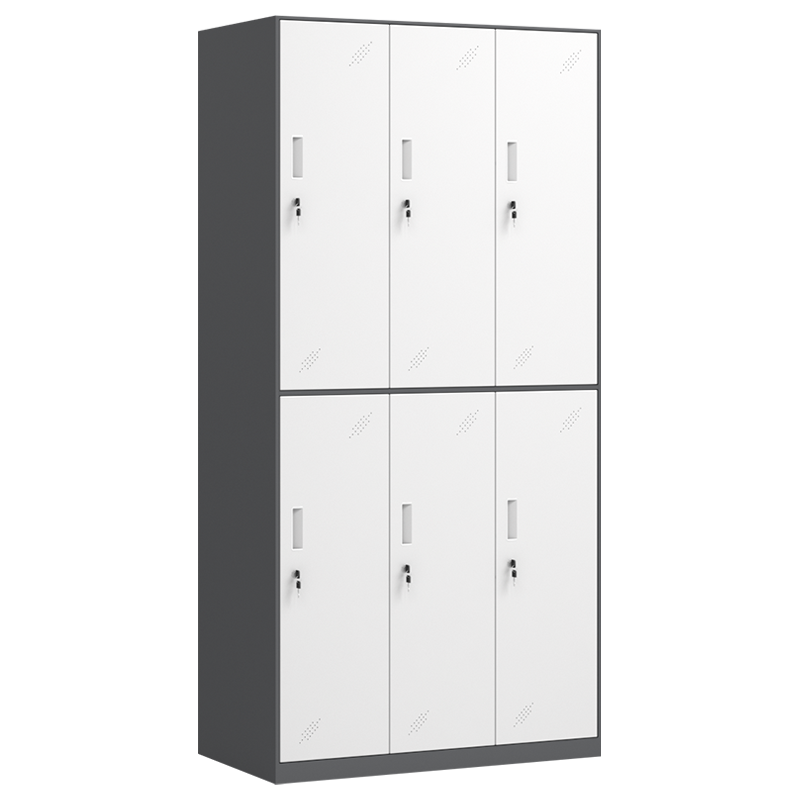 double tier 6 doors steel school gym employee wardrobe metal clothes storage locker for changing room