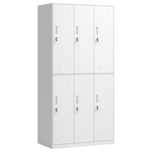 double tier 6 doors steel school gym employee wardrobe metal clothes storage locker for changing room