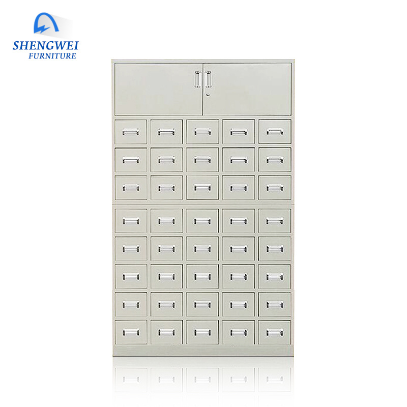 Henan Shengwei hospital use steel medicine pharmacy 57 drawers cabinet in hotsale