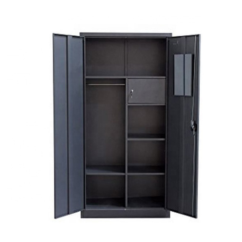 China supplier bedroom office cheap metal clothes double door storage wardrobe locker with safe box