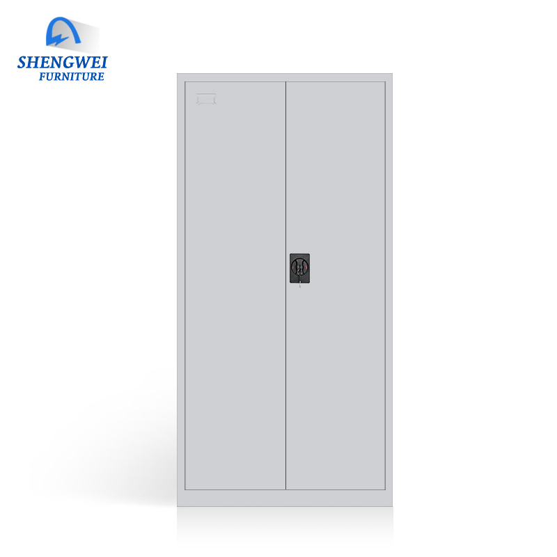 China supplier bedroom office cheap metal clothes double door storage wardrobe locker with safe box