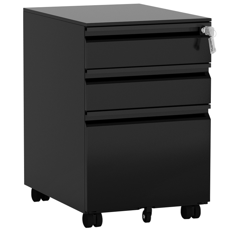 vertical 3 drawer metal mobile pedestal  colorful movable steel filing storage cabinet with wheels