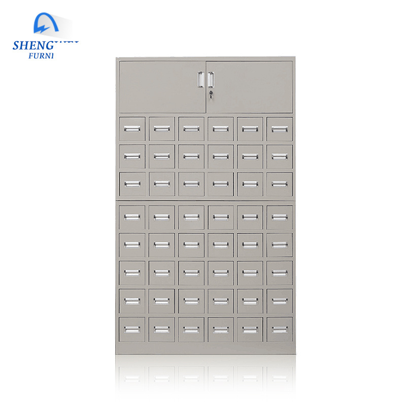 Henan Shengwei hospital use steel medicine pharmacy 57 drawers cabinet in hotsale