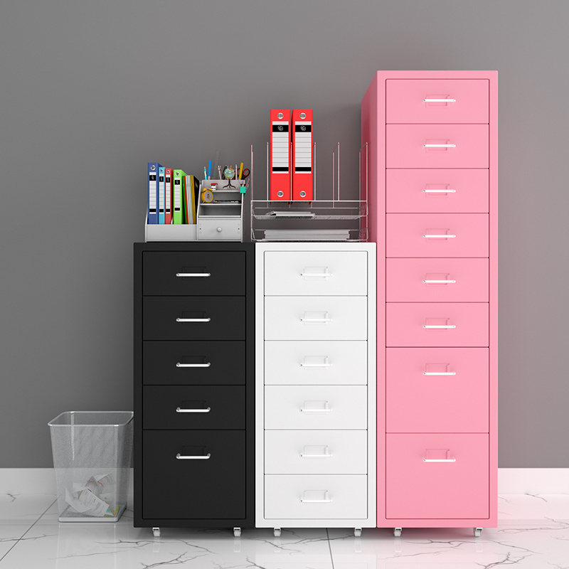 Small Vertical Metal Mobile Multi Drawers Nightstand Movable Storage Cabinet With Drawer