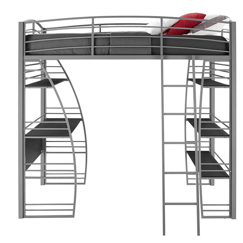 Amazon hotsale adult iron twin size double metal bunk loft bed with desk