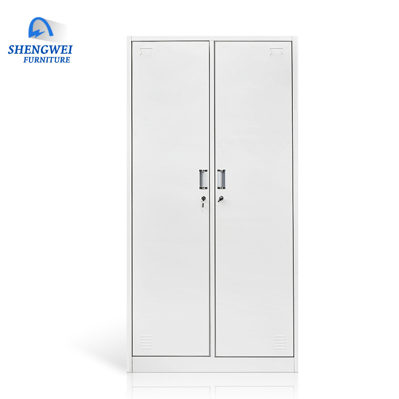 2 door customized knock down clothes hanging on wardrobe steel locker cabinet with 2 lock