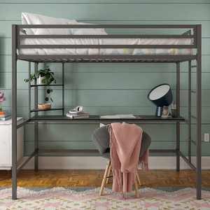 Amazon hotsale adult iron twin size double metal bunk loft bed with desk