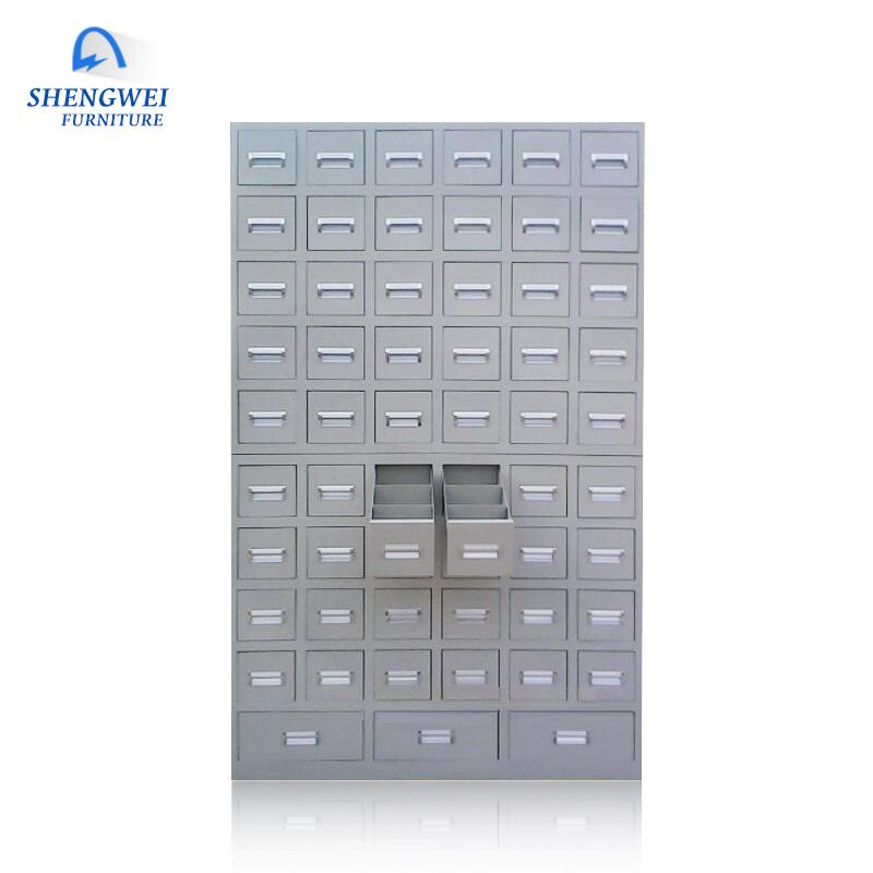 Henan Shengwei hospital use steel medicine pharmacy 57 drawers cabinet in hotsale