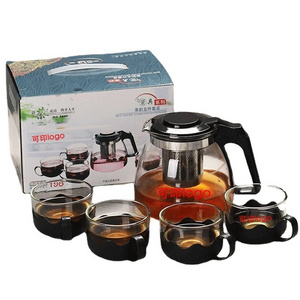 Private Label Glass Teapot with Removable Stainless Steel Strainer Tea Maker Kung Fu Glass Tea Teapot Set