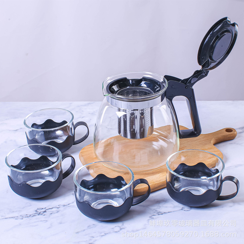 Private Label Glass Teapot with Removable Stainless Steel Strainer Tea Maker Kung Fu Glass Tea Teapot Set