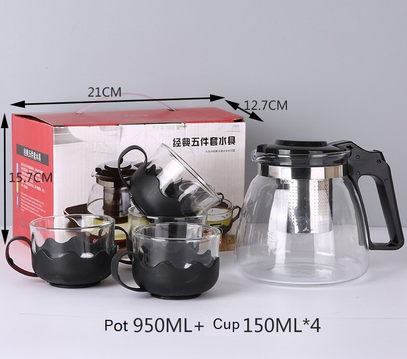 Private Label Glass Teapot with Removable Stainless Steel Strainer Tea Maker Kung Fu Glass Tea Teapot Set