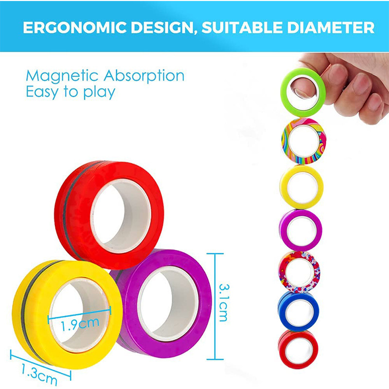 Finger Magnetic Rings Toy Decompression Fingertip Magic Gyro Toys Anxiety Disorder ADHD Stress Spinning Top Fidget Spinner Toys