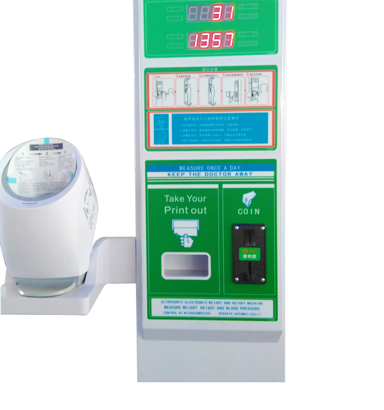 Language spoken coin operated digital height weight machine/electronic body scale