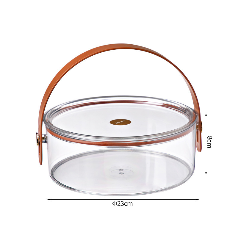 Portable Round Plastic Veggie Tray Divided Serving Tray with Lid Platter Food Storage Container Box for Home