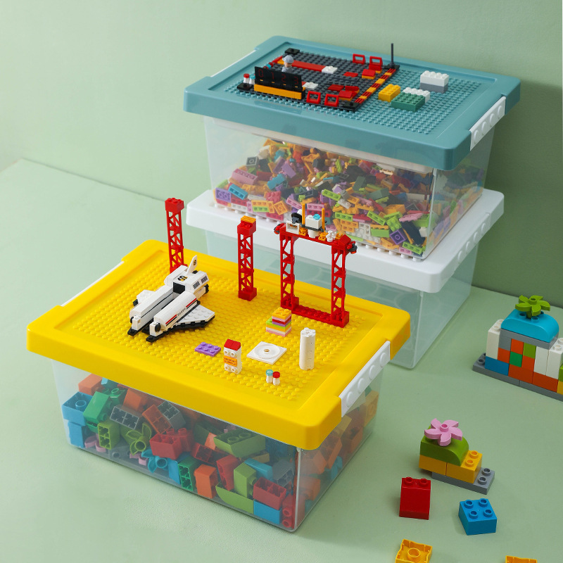 4 ColorsToy Stackable Plastic Sturdy Building Brick Kids Lego Storage Organizer with Lid