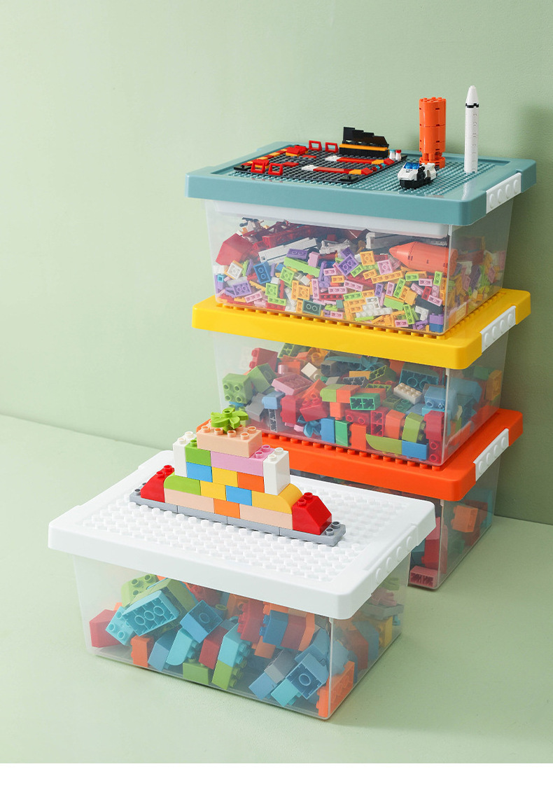 4 ColorsToy Stackable Plastic Sturdy Building Brick Kids Lego Storage Organizer with Lid