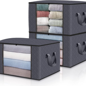 3 Colors Foldable Closet Organizer Thick Fabric Durable Handle Large Storage Bag for Clothing