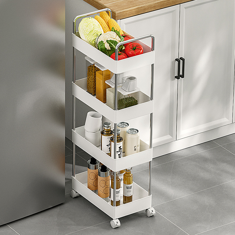 Movable Storage Organizer with Wheels Floor Shelf Kitchen Gap Cart Rolling Storage Cart for Kitchen