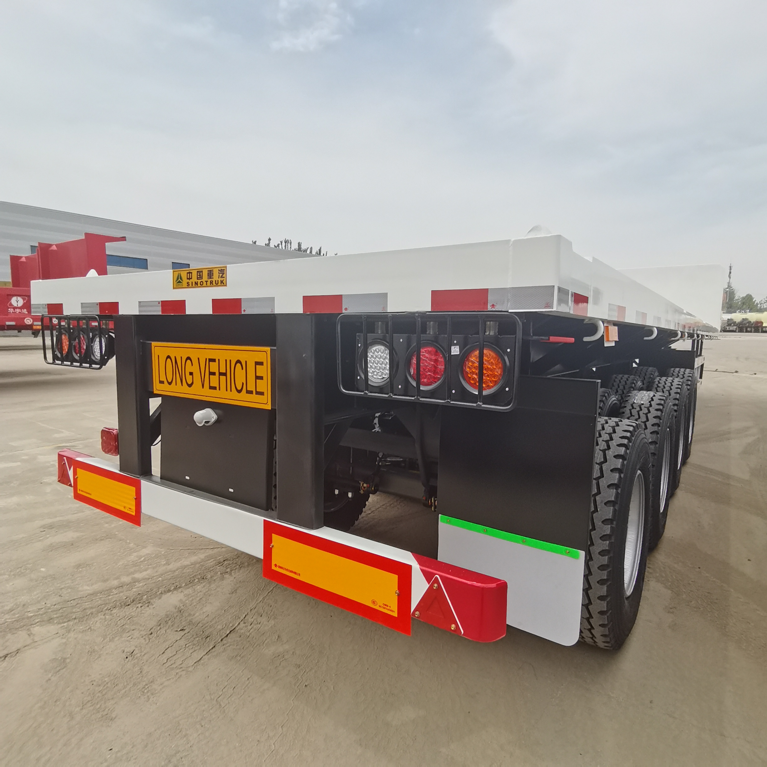 Heavy Duty 40 Feet Flat bed 3 4 Axles 20 Ft 40 Ft 50 Ft 60 Ft Container Semi Truck Flatbed Trailer for tractor head