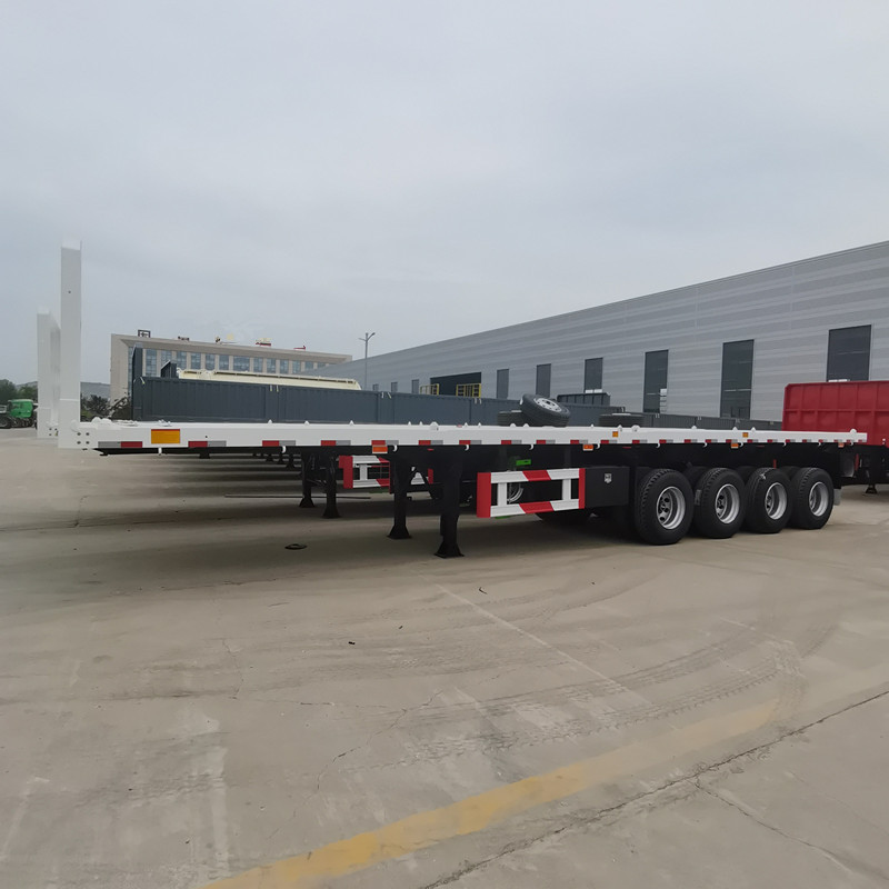 Heavy Duty 40 Feet Flat bed 3 4 Axles 20 Ft 40 Ft 50 Ft 60 Ft Container Semi Truck Flatbed Trailer for tractor head