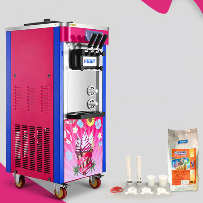 Three Color Ice Cream Machine Commercial Automatic Cone Sundae Vertical Three Head Soft Ice Cream Machine