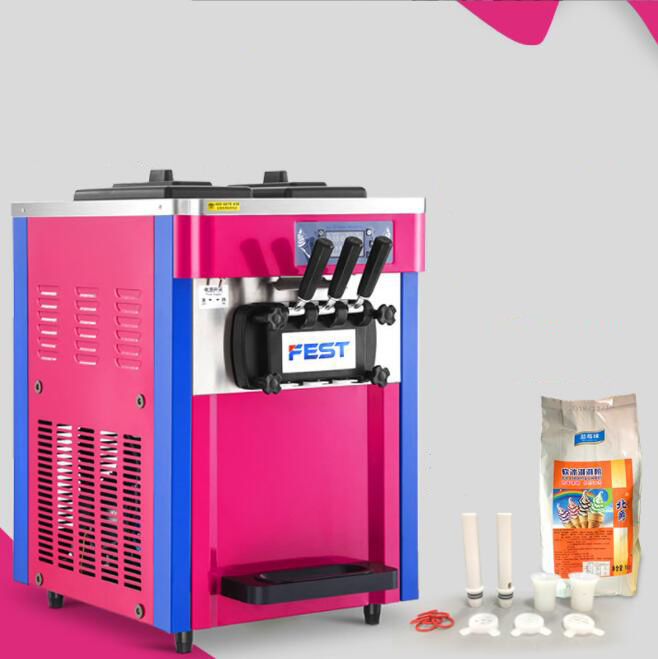 Three Color Ice Cream Machine Commercial Automatic Cone Sundae Vertical Three Head Soft Ice Cream Machine