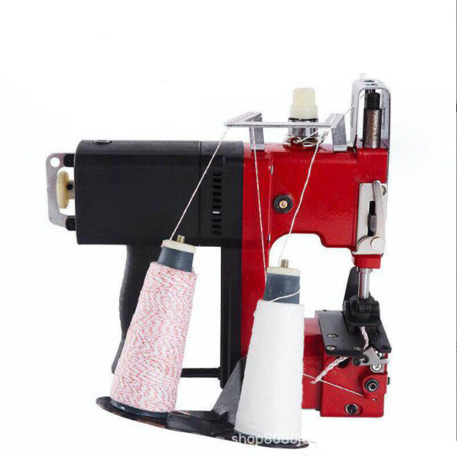 Double line portable electric bag sewing machine rice weaving flour bag sealing machine