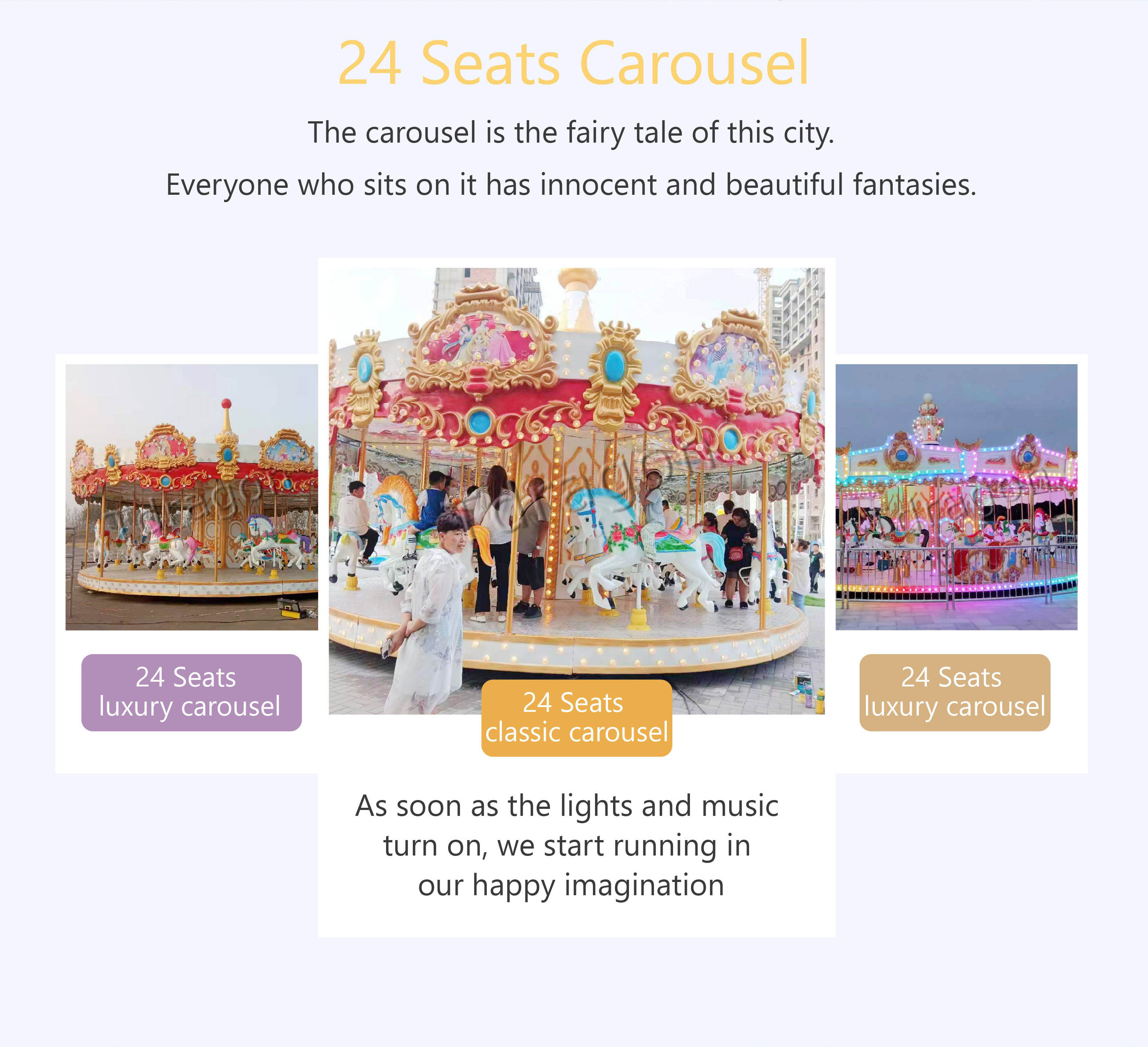 High Quality Theme Park Outdoor Playground Amusement Park 16 Seats Christmas Merry Go Round Carousel Horse Ride