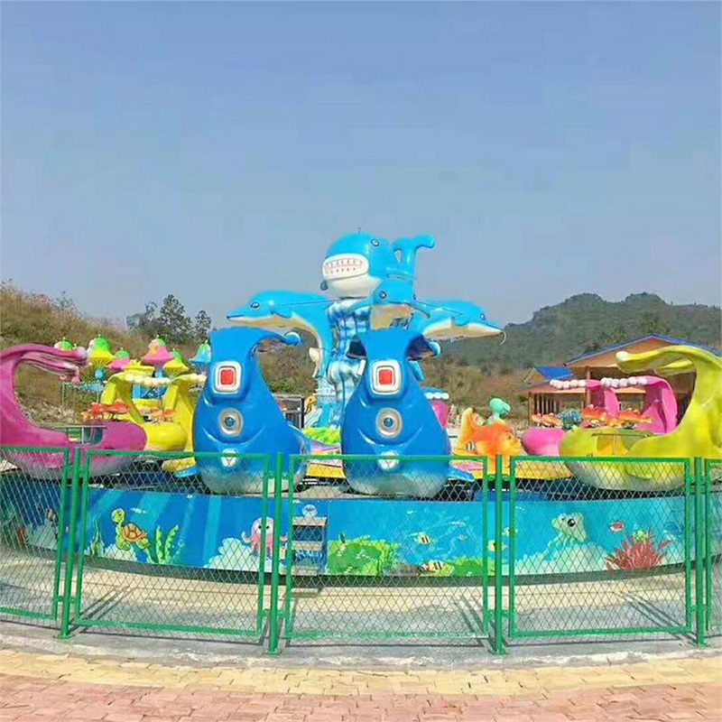 Kids Amusement Park Rotary Shark Rides Water Park Equipment Shark Island Rides Water Shooting Game Rides