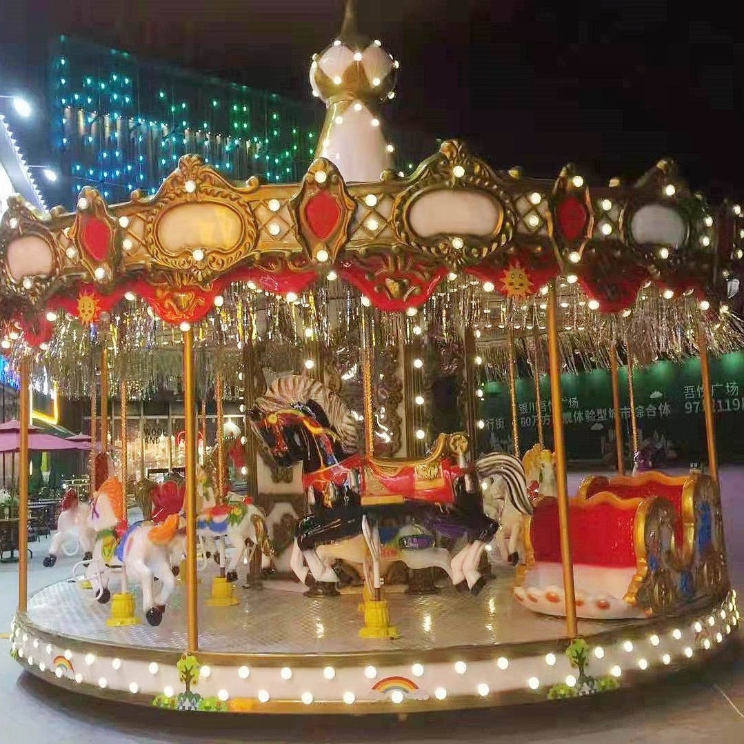 High Quality Theme Park Outdoor Playground Amusement Park 16 Seats Christmas Merry Go Round Carousel Horse Ride