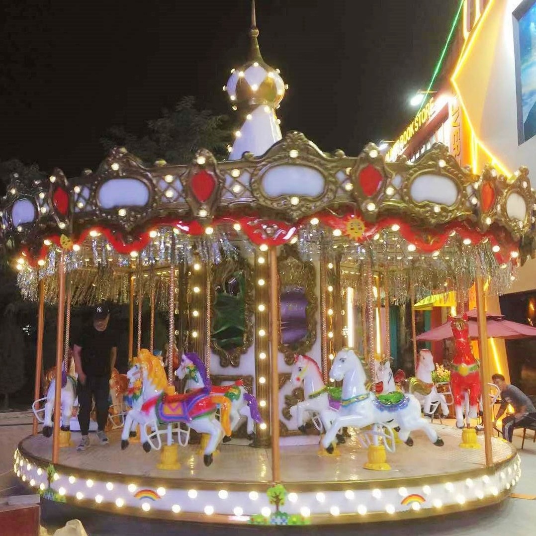 High Quality Theme Park Outdoor Playground Amusement Park 16 Seats Christmas Merry Go Round Carousel Horse Ride