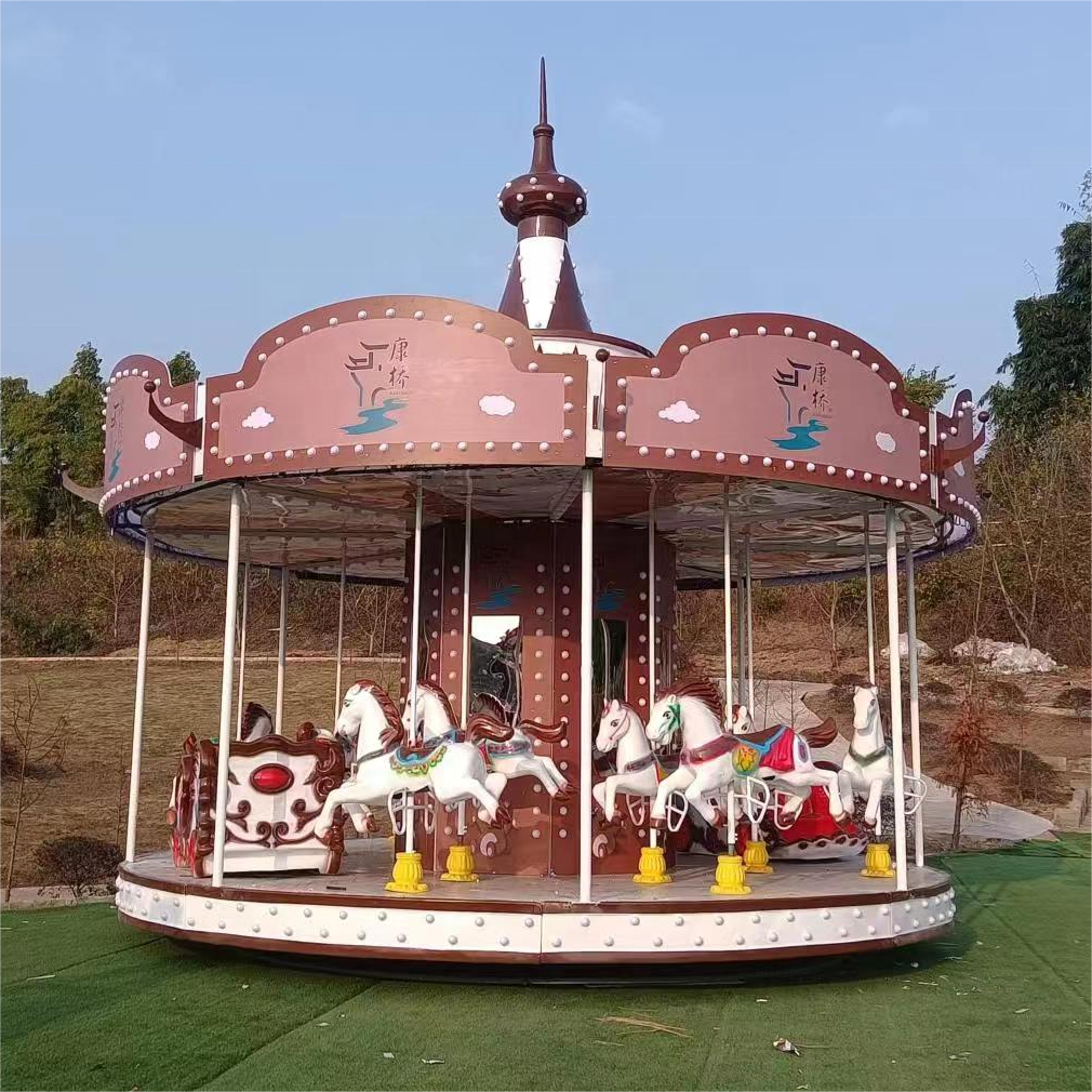 Hot Sale Trailer Carousel Ride For Kids Amusement Park Large Carousel Horse Playground Outdoor Merry Go Round For Sale