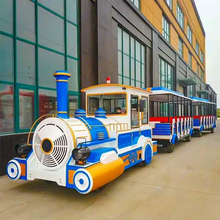 Manufacturer Sale Locomotive Diesel Trackless Train Shopping Mall Kiddie Rides Train Theme Park Attraction Tourist Train