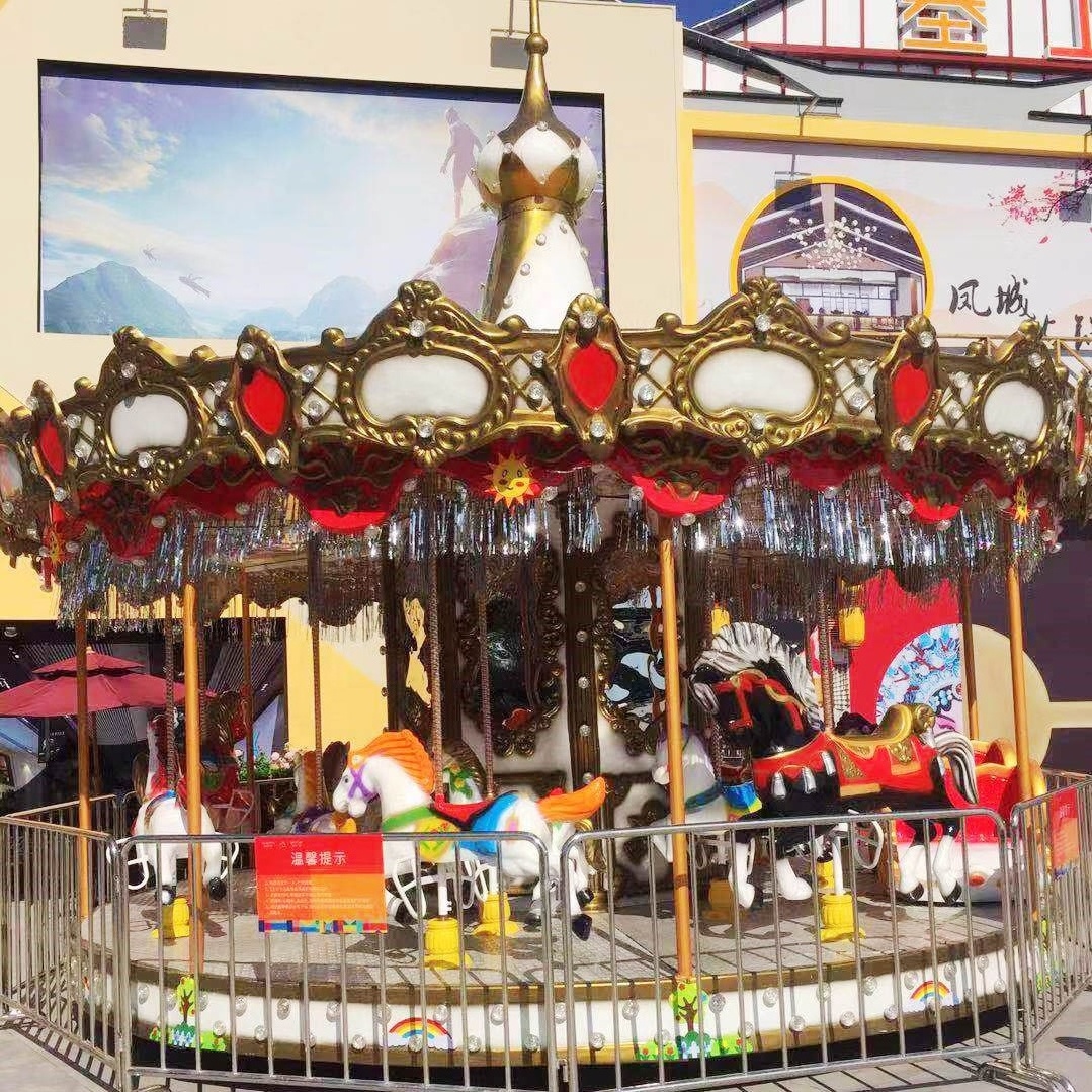 High Quality Theme Park Outdoor Playground Amusement Park 16 Seats Christmas Merry Go Round Carousel Horse Ride