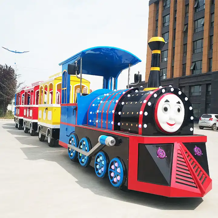 China Direct Sale Amusement Park Kiddie Fairground Trackless Train Ride Kiddie Fairground Sightseeing Train Rides For Sale