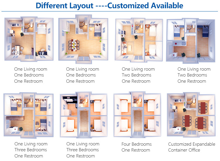 Australia Style 2 Bedroom Container Homes With Trailer Expandable Container House 40ft 2 Bedrooms