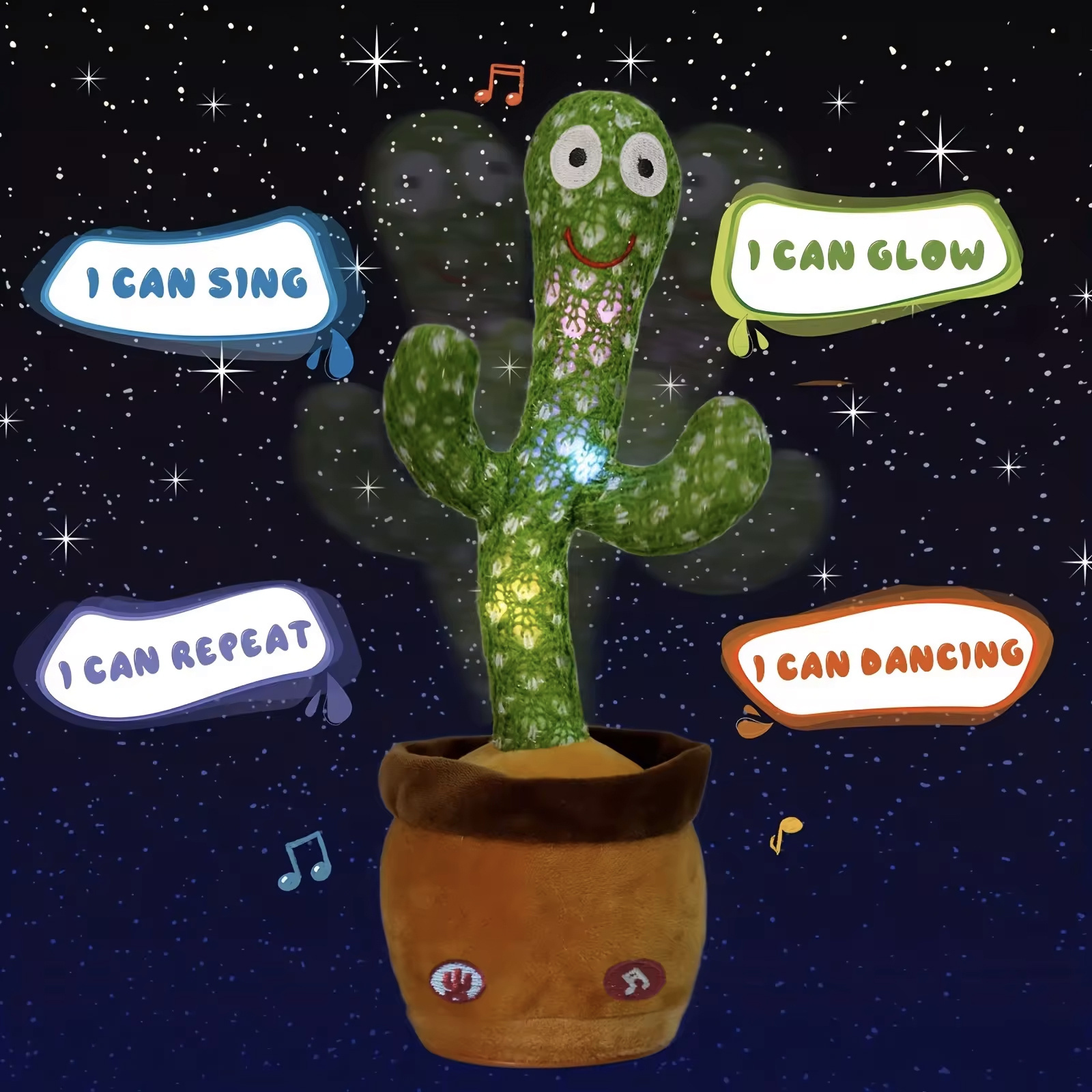 120 Songs Funny Talk-back Repeat Twisting Magic Kid The Dancing And Talking Light Up Singing Dancer Cactus Plush Toy For Baby